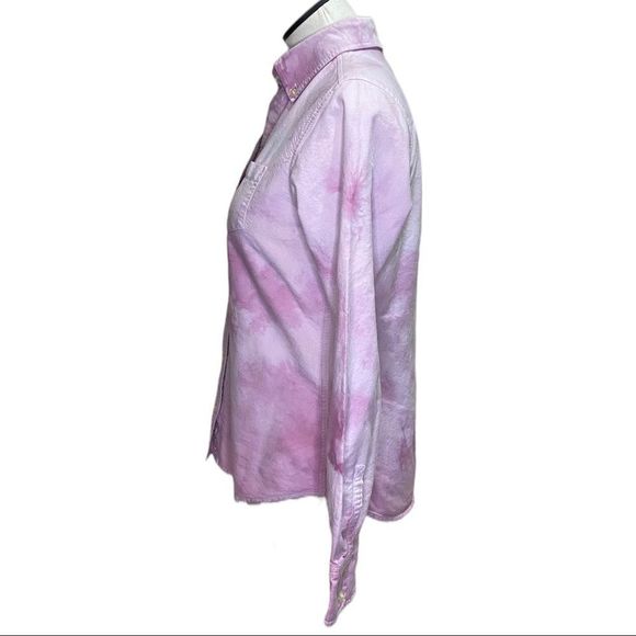 🎈Eddie Bauer Tie Dye Heavier Weight Cotton Button Down Shirt Shacket Size Small - Picture 6 of 8